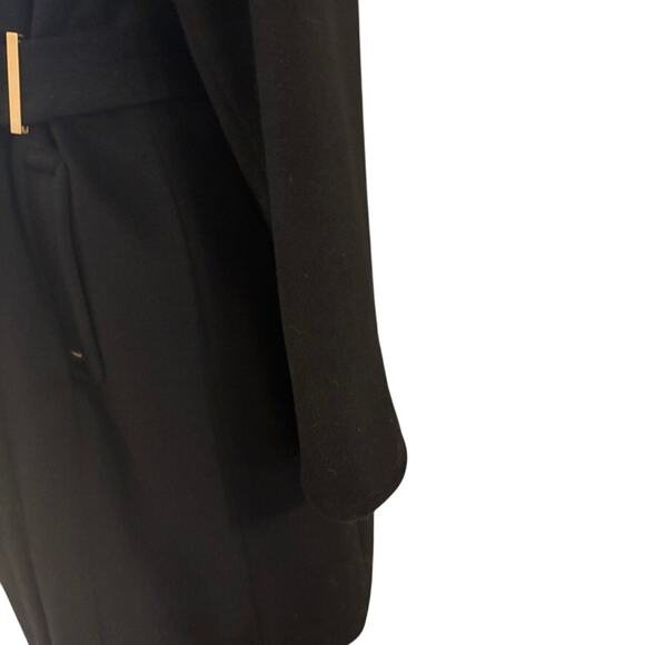 Ellen Tracy Wool Blend Wrap Coat Size 8 Black Belted Long Winter Jacket - Picture 6 of 12